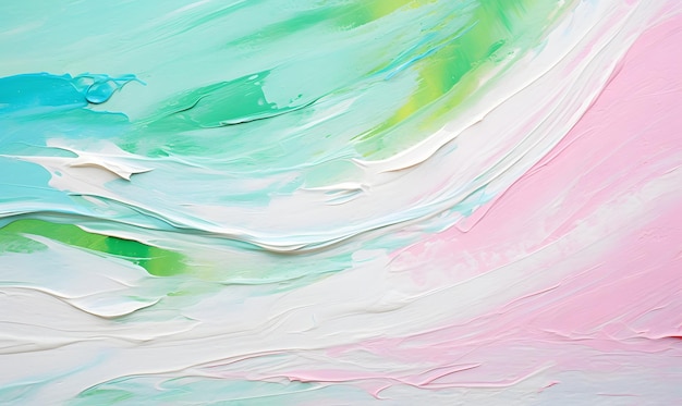 Closeup of abstract rough colorful green pink white colors art painting texture background wallpaper