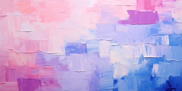 Closeup of abstract rough colorful multicolored pink purple colored art painting texture with oil brushstroke pallet knife paint on canvas