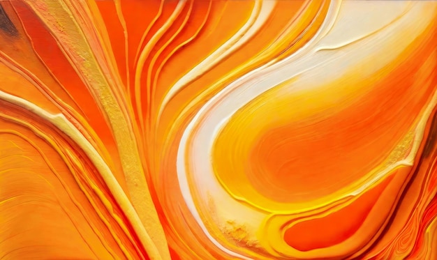 Closeup of abstract rough orange and gold color art painting texture with oil brushstroke