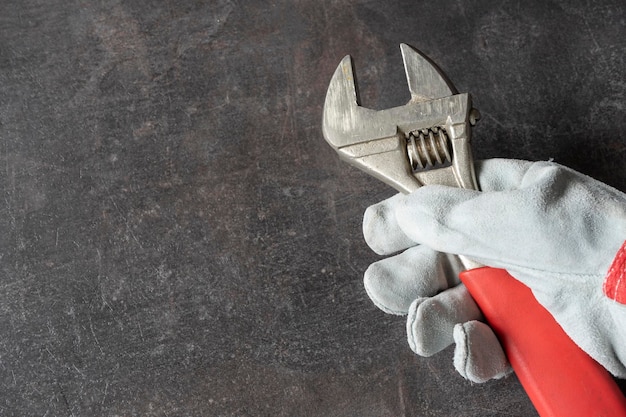 Closeup of an adjustable wrench