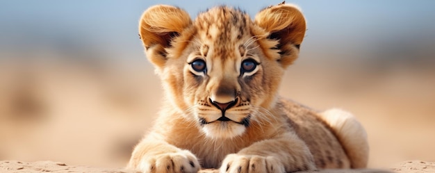 Closeup Of Adorable Lion Cub