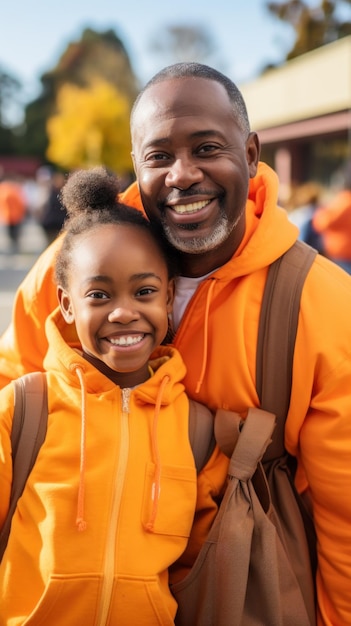 アフリカ系アメリカ人の父と娘のクローズアップ
