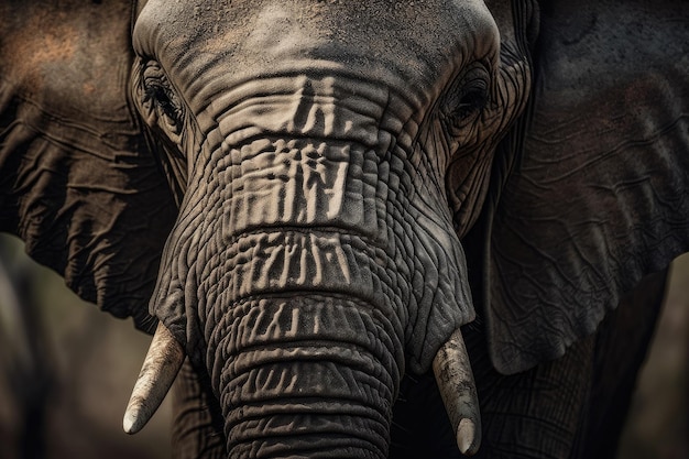 Closeup of African Elephant Portrait