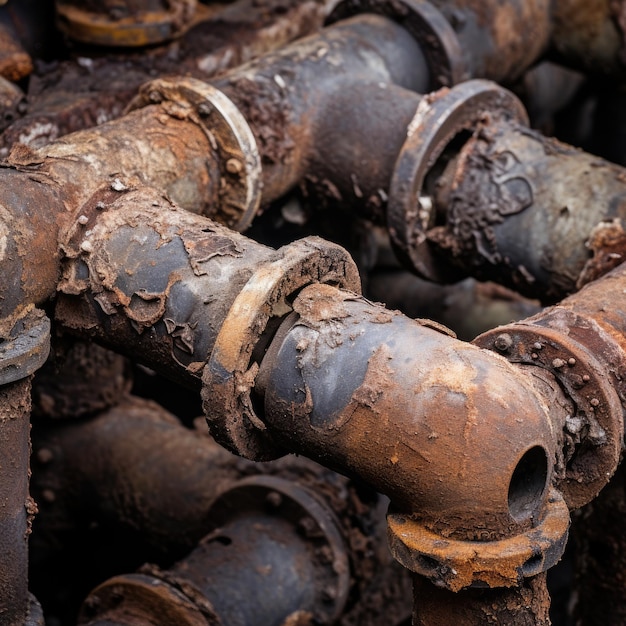 Closeup of Aged Iron Pipes