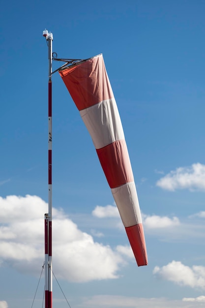 Closeup of an airfield windsock in low winds