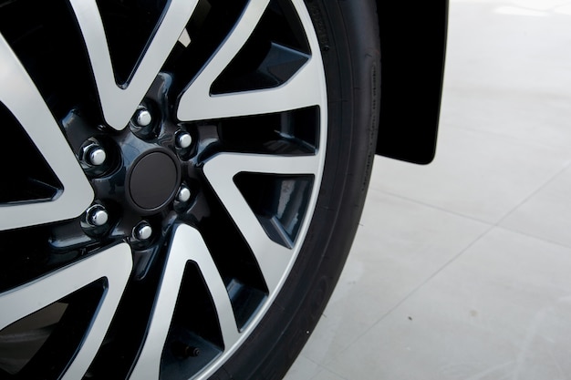 Closeup alloy car wheels 