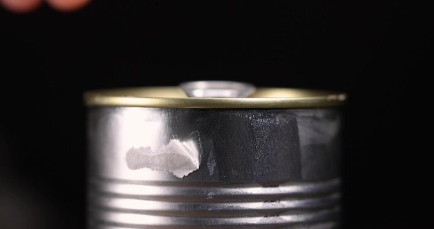 closeup aluminum can for food storage