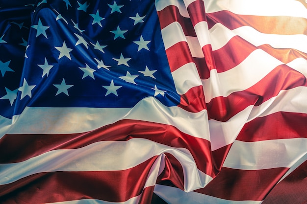 Photo closeup american flag background