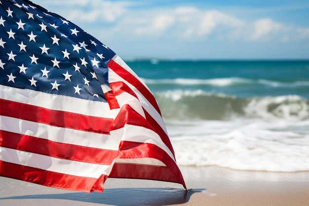 Photo closeup of american flag for th of july holiday background