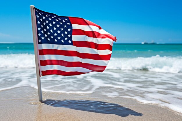 Photo closeup of american flag for th of july holiday background