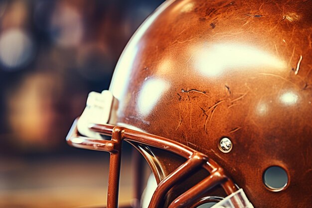 Photo closeup of american football helmet