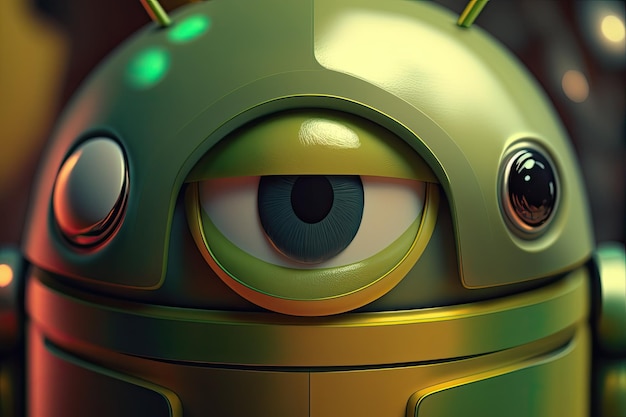 Closeup of androids face with its unnervingly humanlike features