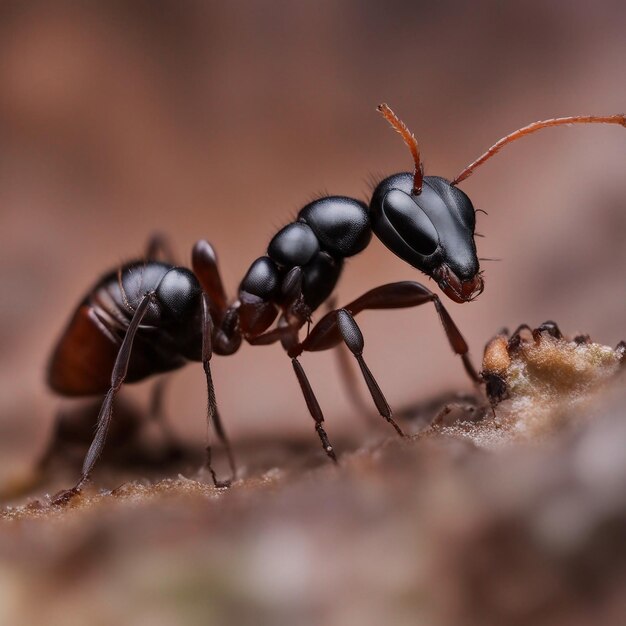Foto primo piano di una formica una piccola creatura che esplora l'intricato mondo della natura