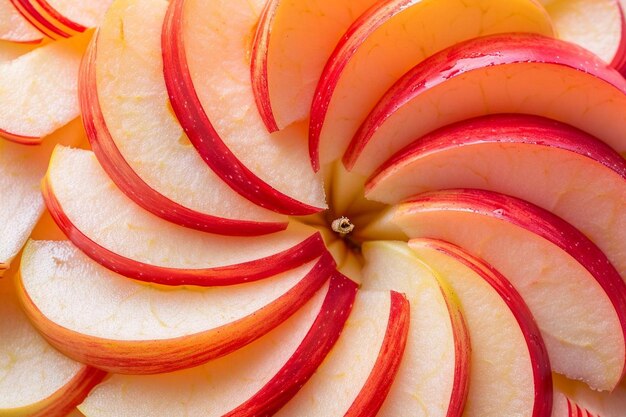 Closeup of apple slices arranged in a spiral pattern Best apple picture photography