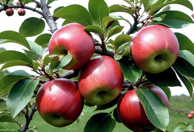 Closeup of an apple with water droplets on it