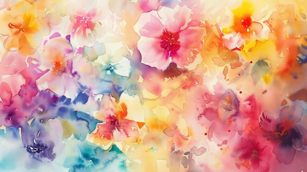 Closeup art painting of vibrant flowers on white background aig