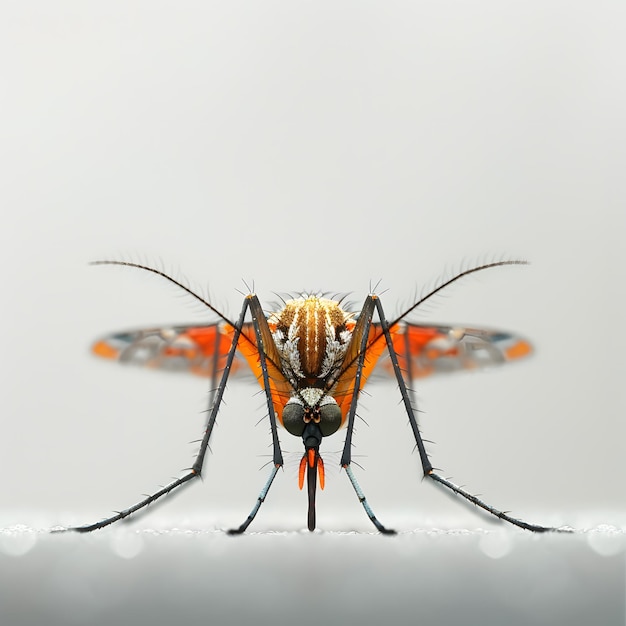 Photo closeup of an arthropod insect a mosquito on a white surface