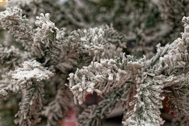 Closeup of artificial Christmas tree branches