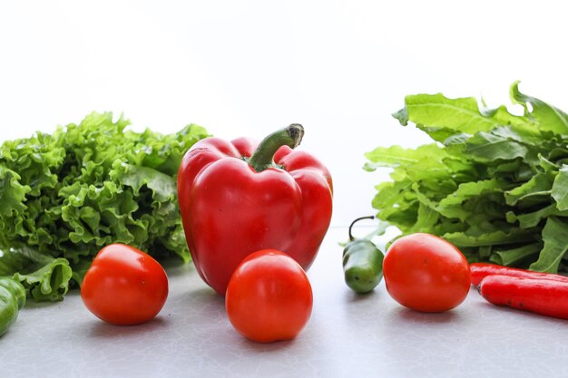 Closeup Assortment Of Fresh Red Green Vegetables Organic Bio Greens