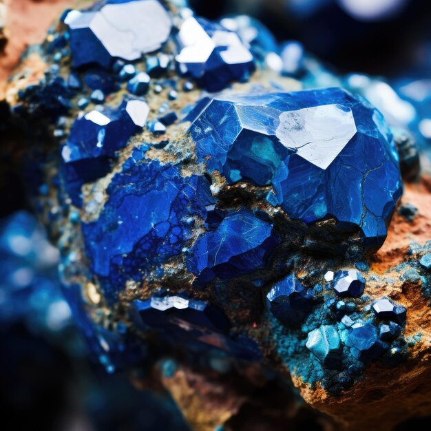 Photo closeup of azurite mineral