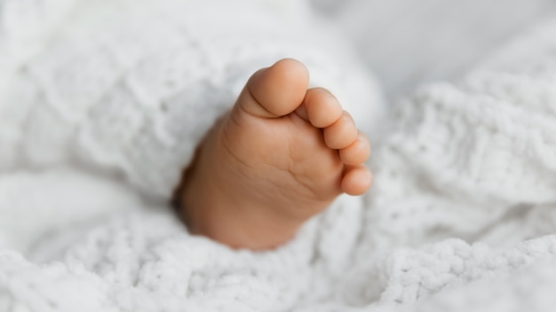 Closeup of baby foot and toes