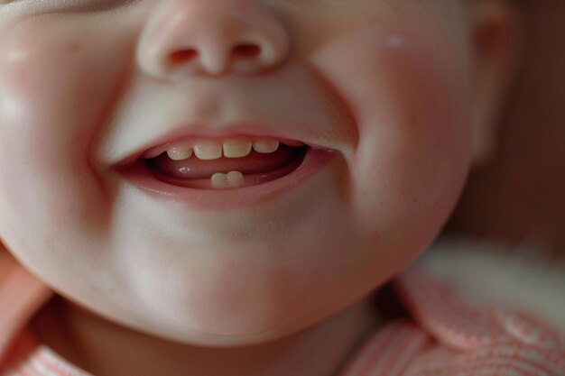 Foto un primo piano del sorriso adorabile di un bambino