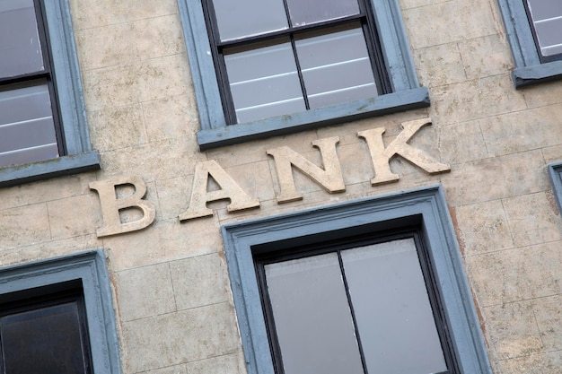 Closeup of Bank Sign on Building