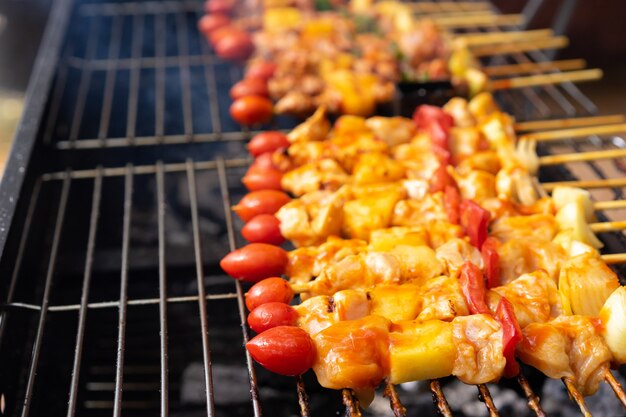 Closeup of barbecue on grill