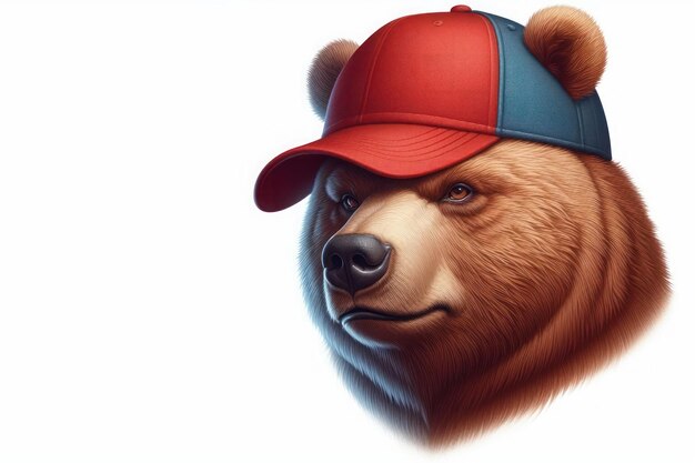 Photo closeup of a bear in a cap space for text