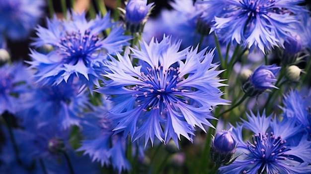 Photo closeup of beautful blue flower of cornflower summer