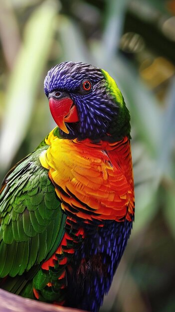 Closeup of beautiful and colorful Lorikeet