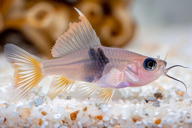 Photo closeup of a beautiful corydoras fish in an aquarium