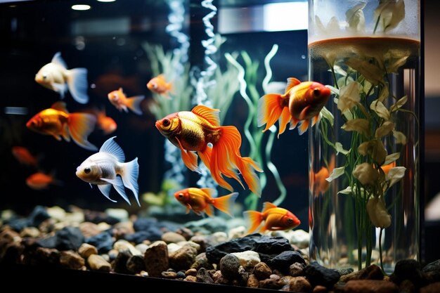 Close-up di un bellissimo pesce corydoras in un acquario