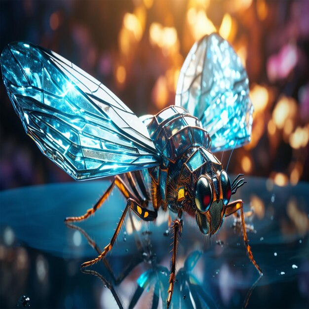 Closeup of beautiful crystal hornet Amazing Wildlife Generative Ai