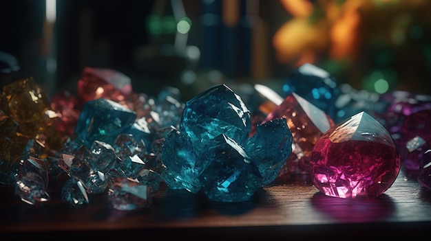 Closeup of Beautiful Crystals with Radiant Shine and Unique Formation Generative AI