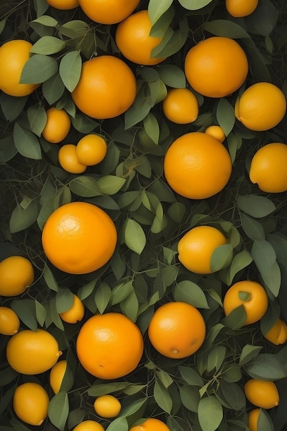 Closeup of beautiful orange tree leaves