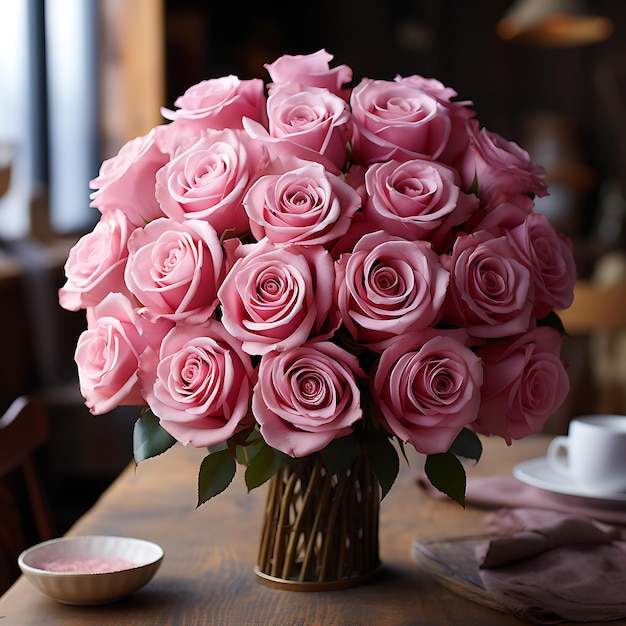 Foto primo piano di un bellissimo fiore di rosa ai generato