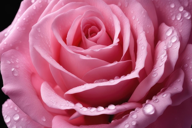 Крупный план красивой розовой розы с каплями воды