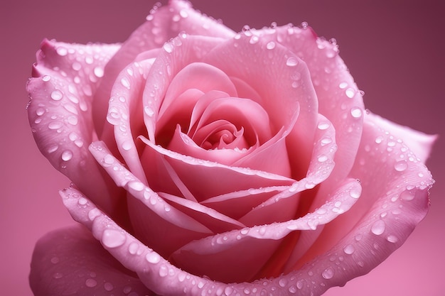 水滴と美しいピンクのバラのクローズ アップ