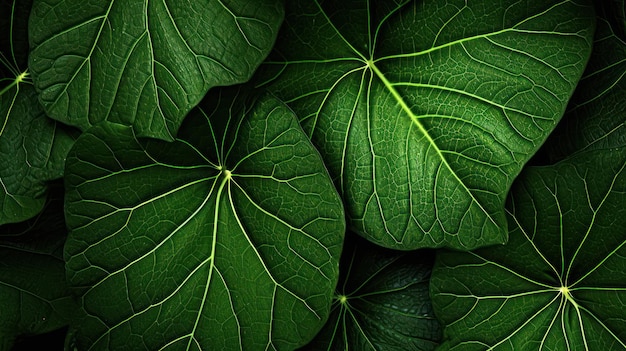 Крупный план красивых листьев растений, созданный AI