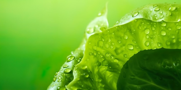 Photo closeup beautiful texture of fresh juicy romaine lettucegreen romaine with water dropsvegetable backgroundhealthy eating with organic food ingredientgenerative ai