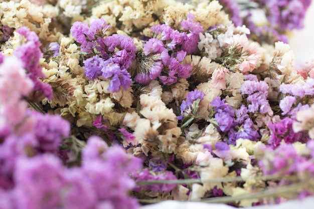 Closeup beautiful vintage bouquet of dried flowers