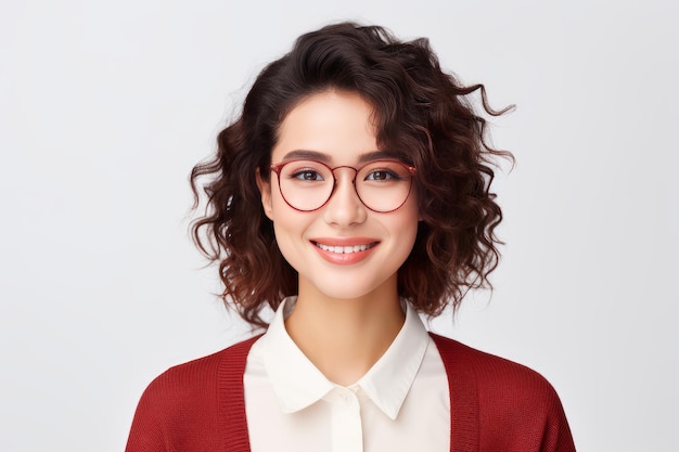 Closeup of a beautiful woman with glasses