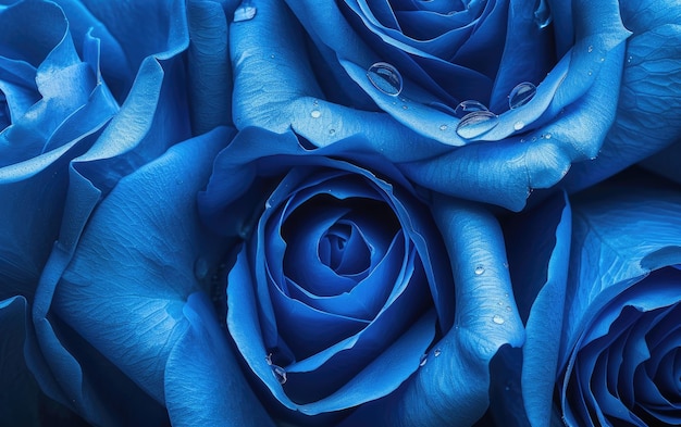 Photo a closeup of beautifully blue roses background professional advertising post photo ai generated