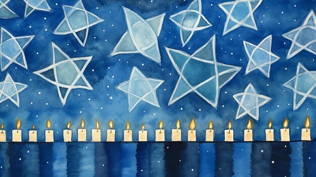 Closeup of a beautifully lit hanukkah menorah