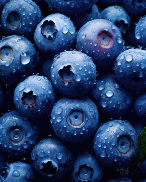 Closeup bed of delicious Blueberries
