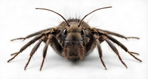 Closeup of a bee with striking eyes and antennae