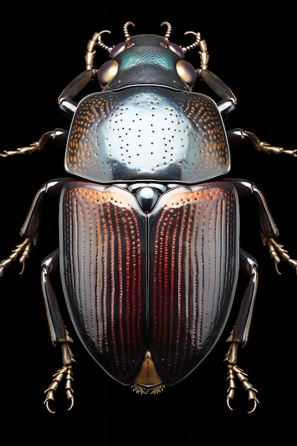 Photo closeup of a beetle on a black background