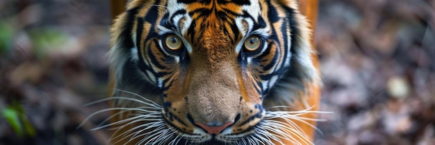 CloseUp of Bengal Tiger with Vivid Orange and Black Focused Gaze