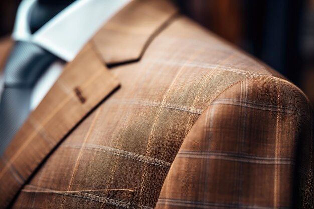 Photo closeup of bespoke tailor's suit and intricate detailing